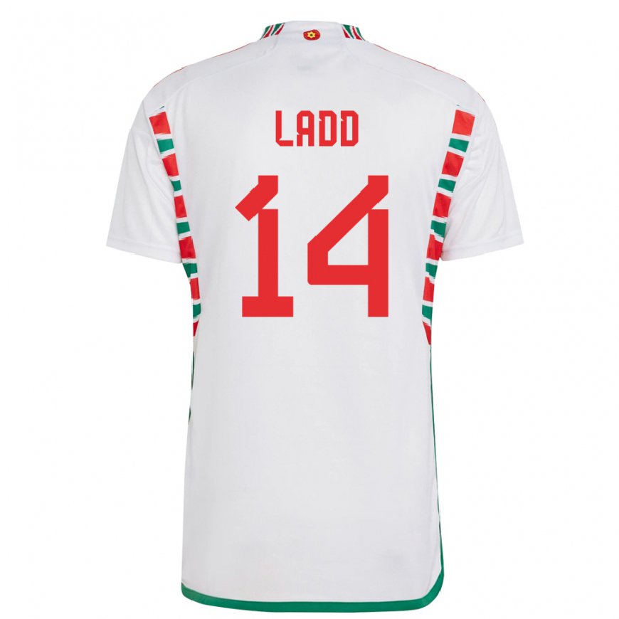 Kandiny Lapset Walesin Hayley Ladd #14 Valkoinen Vieraspaita 22-24 Lyhythihainen Paita T-paita