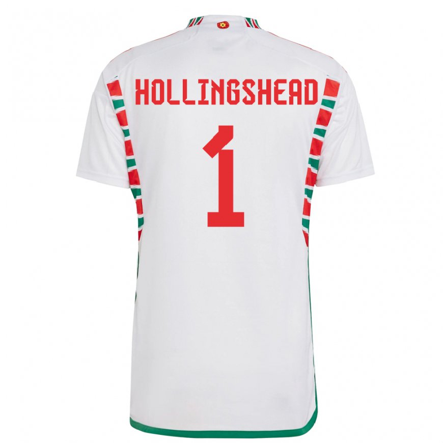 Kandiny Lapset Walesin Ronnie Hollingshead #1 Valkoinen Vieraspaita 22-24 Lyhythihainen Paita T-paita