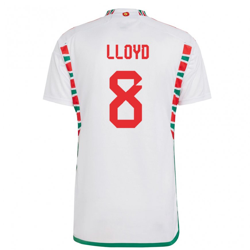 Kandiny Lapset Walesin Ben Lloyd #8 Valkoinen Vieraspaita 22-24 Lyhythihainen Paita T-paita