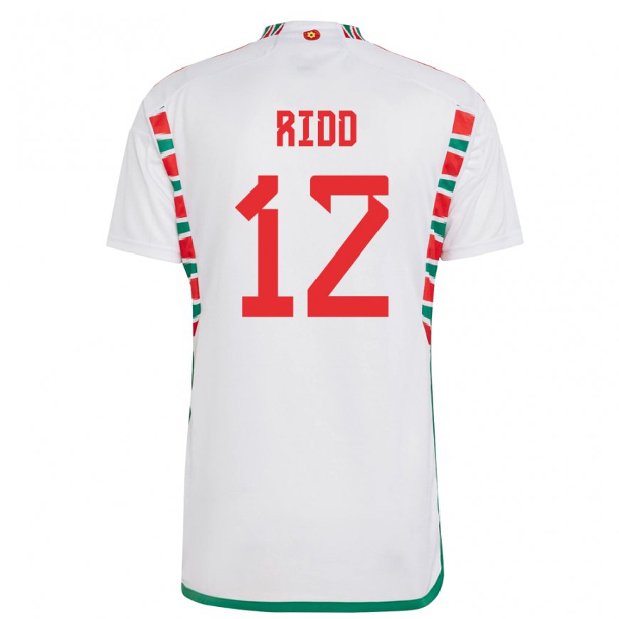 Kandiny Lapset Walesin Lewis Ridd #12 Valkoinen Vieraspaita 22-24 Lyhythihainen Paita T-paita