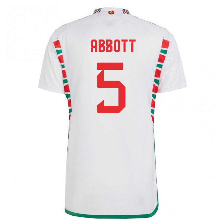 Kandiny Lapset Walesin George Abbott #5 Valkoinen Vieraspaita 22-24 Lyhythihainen Paita T-paita