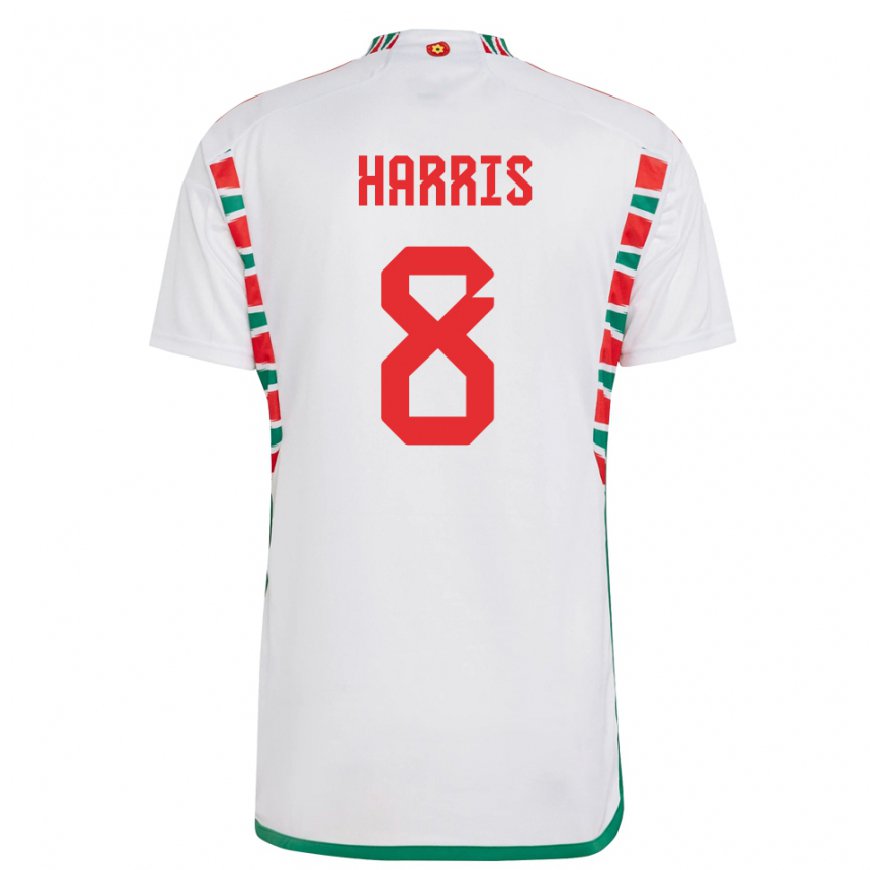 Kandiny Lapset Walesin Luke Harris #8 Valkoinen Vieraspaita 22-24 Lyhythihainen Paita T-paita