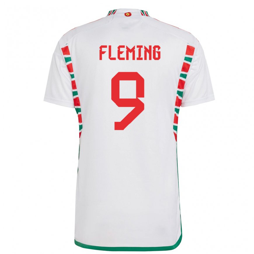 Kandiny Lapset Walesin Cole Fleming #9 Valkoinen Vieraspaita 22-24 Lyhythihainen Paita T-paita