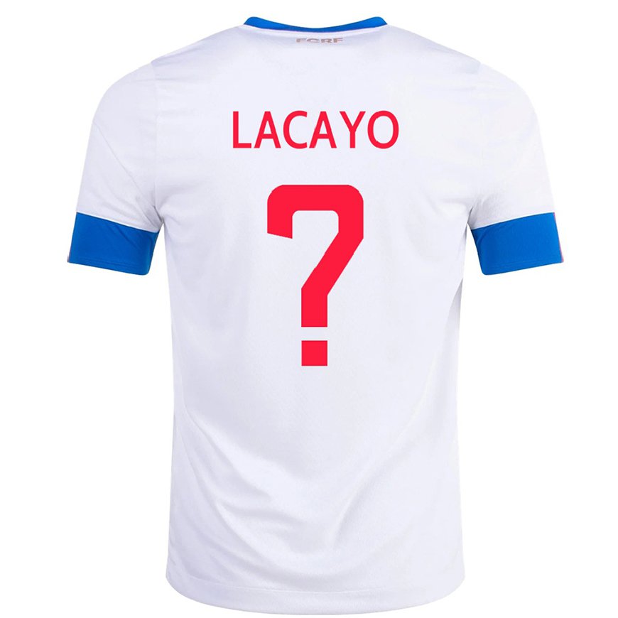 Kandiny Lapset Costa Rican Marcelo Lacayo #0 Valkoinen Vieraspaita 22-24 Lyhythihainen Paita T-paita