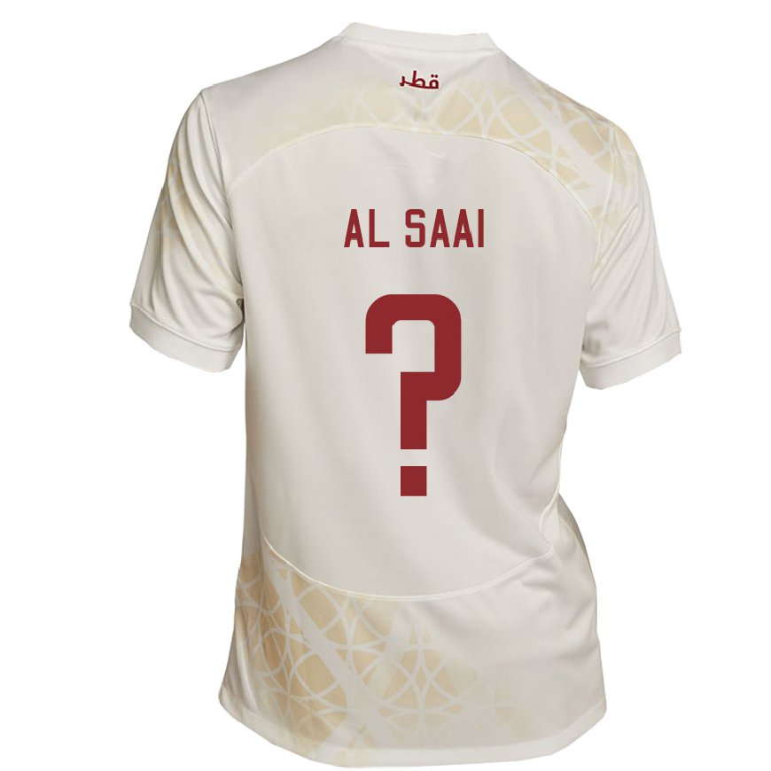 Kandiny Lapset Qatarin Abdallah Al Saai #0 Kultainen Beige Vieraspaita 22-24 Lyhythihainen Paita T-paita