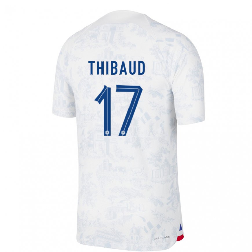 Kandiny Lapset Ranskan Julie Thibaud #17 Valkoinen Sininen Vieraspaita 22-24 Lyhythihainen Paita T-paita