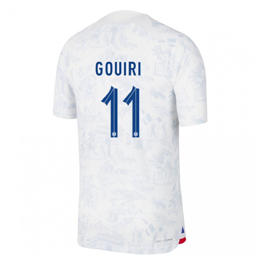 Kandiny Lapset Ranskan Amine Gouiri #11 Valkoinen Sininen Vieraspaita 22-24 Lyhythihainen Paita T-paita