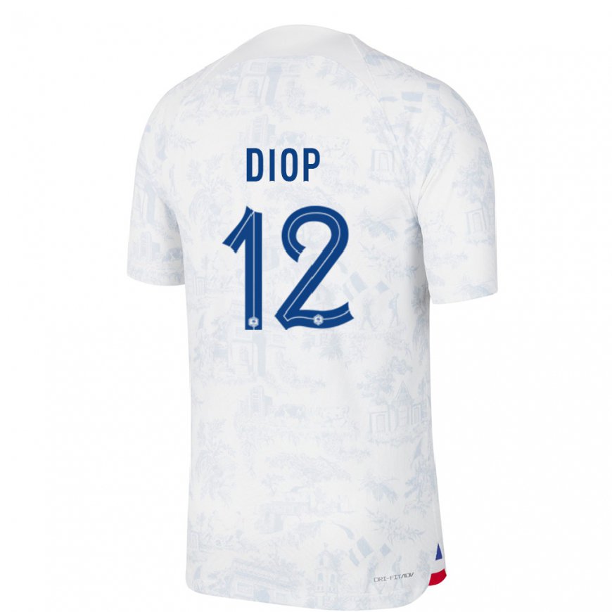 Kandiny Lapset Ranskan Sofiane Diop #12 Valkoinen Sininen Vieraspaita 22-24 Lyhythihainen Paita T-paita