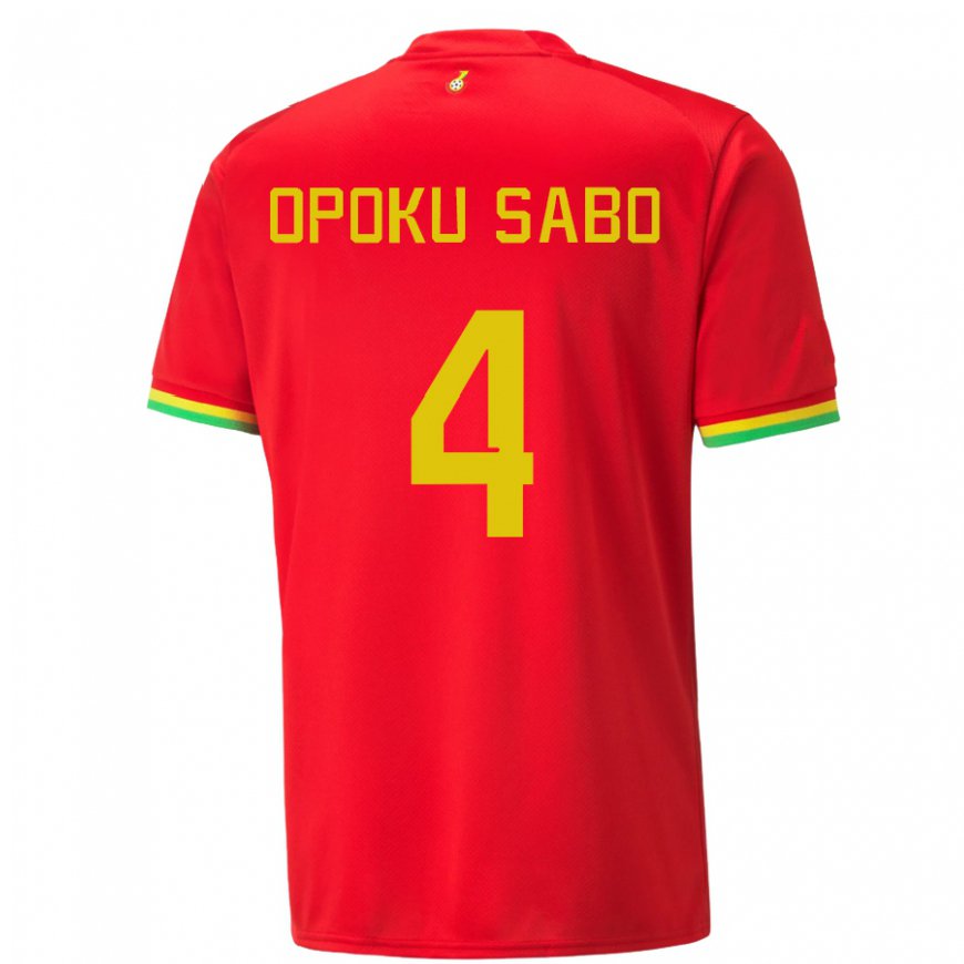 Kandiny Lapset Ghanan Alex Opoku Sabo #4 Punainen Vieraspaita 22-24 Lyhythihainen Paita T-paita