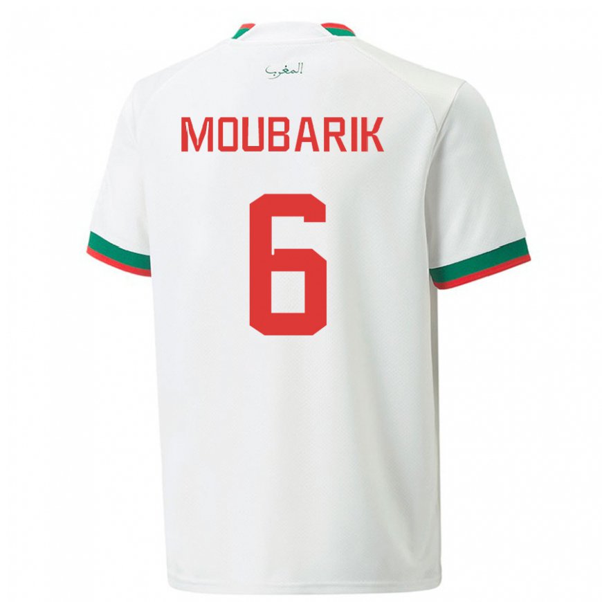 Kandiny Lapset Marokon El Mehdi Moubarik #6 Valkoinen Vieraspaita 22-24 Lyhythihainen Paita T-paita