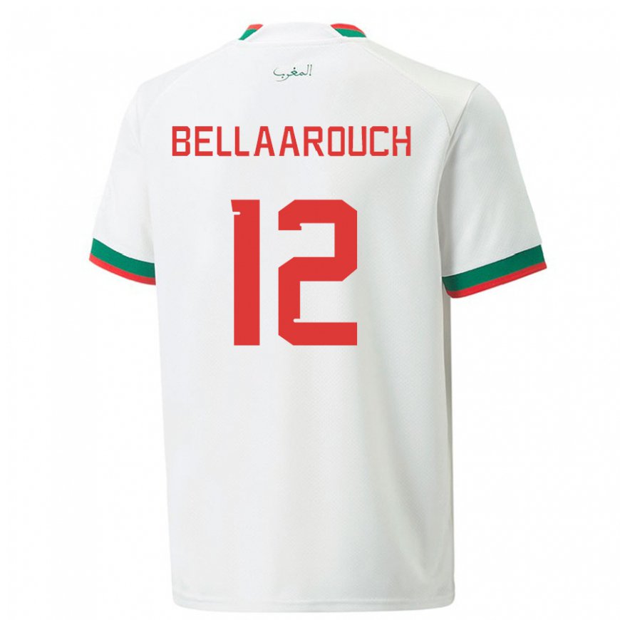 Kandiny Lapset Marokon Alaa Bellaarouch #12 Valkoinen Vieraspaita 22-24 Lyhythihainen Paita T-paita
