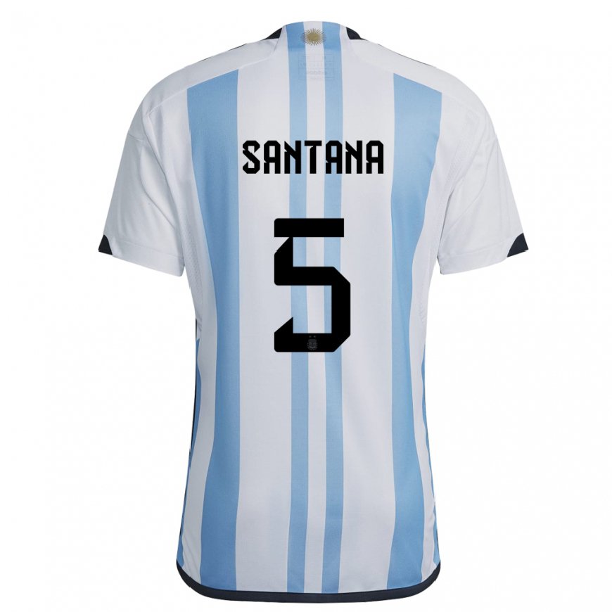 Kandiny Miesten Argentiinan Vanesa Santana #5 Valkoinen Taivas Sininen Kotipaita 22-24 Lyhythihainen Paita T-paita