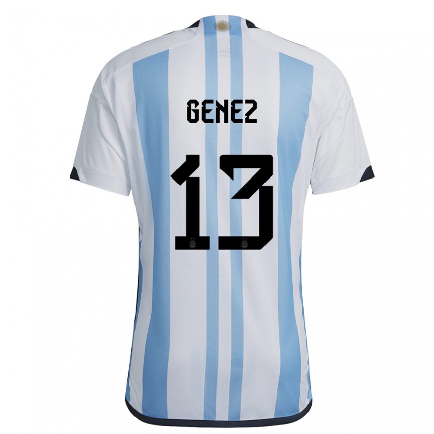 Kandiny Miesten Argentiinan Nahuel Genez #13 Valkoinen Taivas Sininen Kotipaita 22-24 Lyhythihainen Paita T-paita