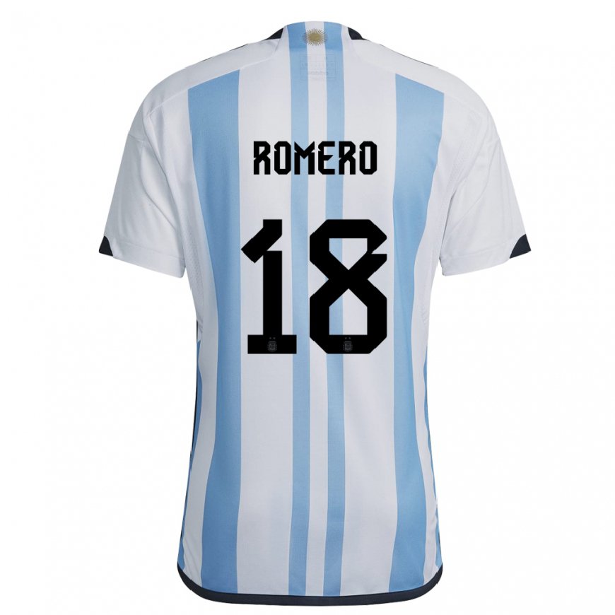 Kandiny Miesten Argentiinan Luka Romero #18 Valkoinen Taivas Sininen Kotipaita 22-24 Lyhythihainen Paita T-paita