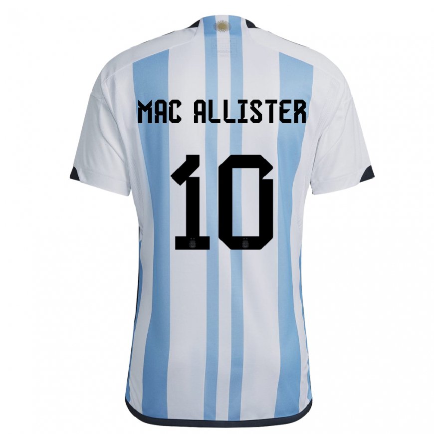 Kandiny Miesten Argentiinan Alexis Mac Allister #10 Valkoinen Taivas Sininen Kotipaita 22-24 Lyhythihainen Paita T-paita