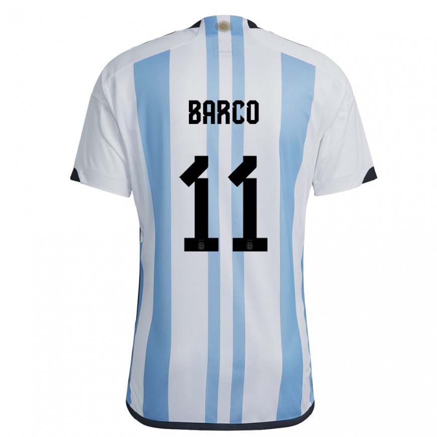 Kandiny Miesten Argentiinan Ezequiel Barco #11 Valkoinen Taivas Sininen Kotipaita 22-24 Lyhythihainen Paita T-paita