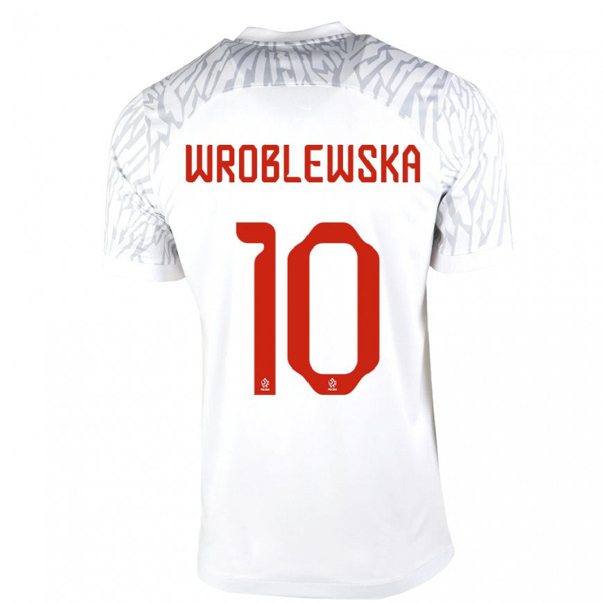 Kandiny Miesten Puolan Joanna Wroblewska #10 Valkoinen Kotipaita 22-24 Lyhythihainen Paita T-paita