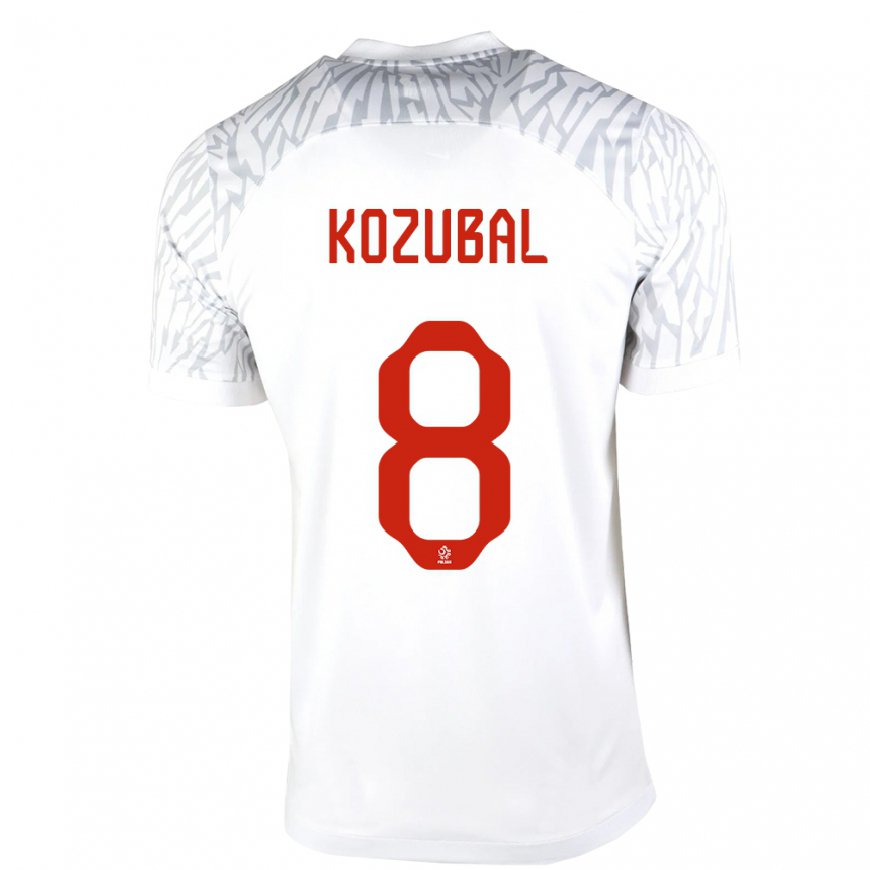 Kandiny Miesten Puolan Antoni Kozubal #8 Valkoinen Kotipaita 22-24 Lyhythihainen Paita T-paita