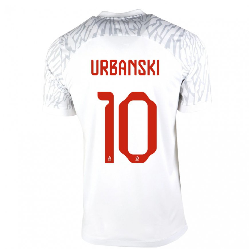 Kandiny Miesten Puolan Kacper Urbanski #10 Valkoinen Kotipaita 22-24 Lyhythihainen Paita T-paita