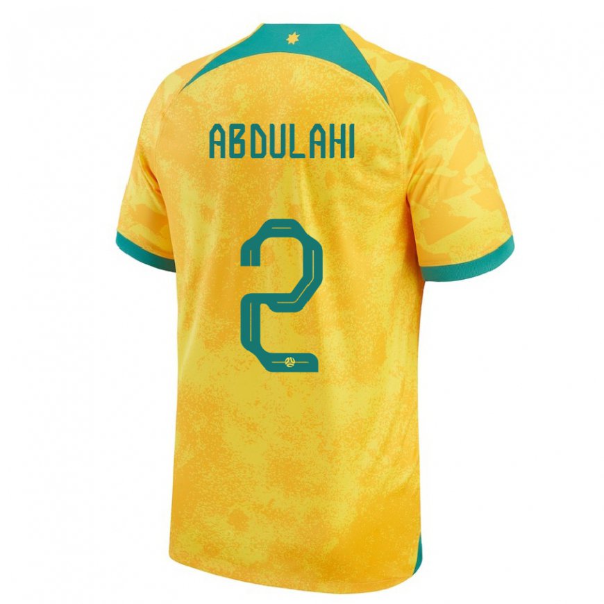 Kandiny Miesten Australian Idrus Abdulahi #2 Kultainen Kotipaita 22-24 Lyhythihainen Paita T-paita