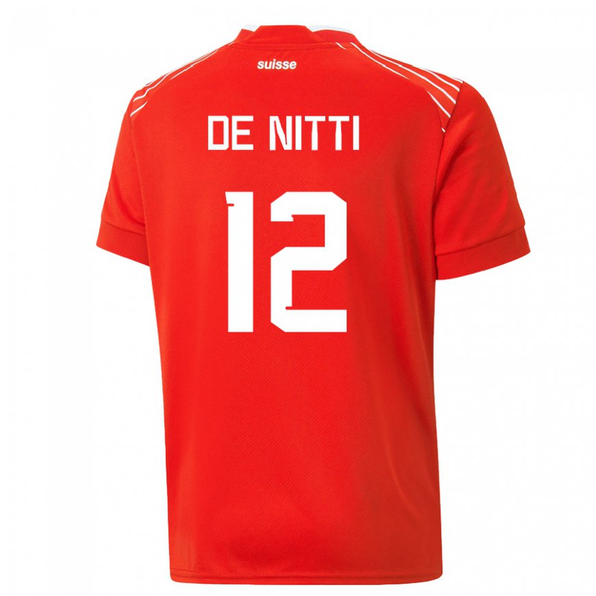 Kandiny Miesten Sveitsin Gianni De Nitti #12 Punainen Kotipaita 22-24 Lyhythihainen Paita T-paita