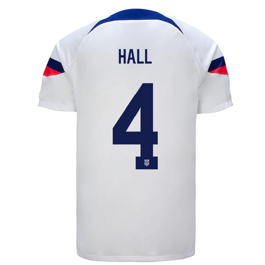Kandiny Miesten Yhdysvaltain Tyler Hall #4 Valkoinen Kotipaita 22-24 Lyhythihainen Paita T-paita