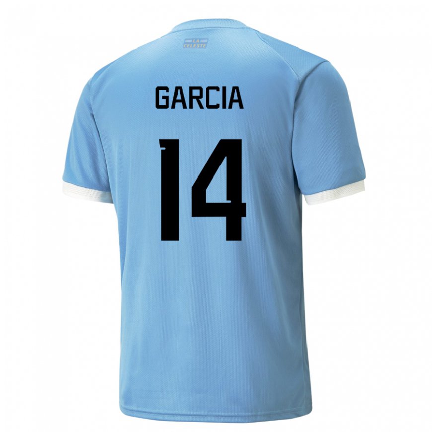 Kandiny Miesten Uruguayn Damian Garcia #14 Sininen Kotipaita 22-24 Lyhythihainen Paita T-paita