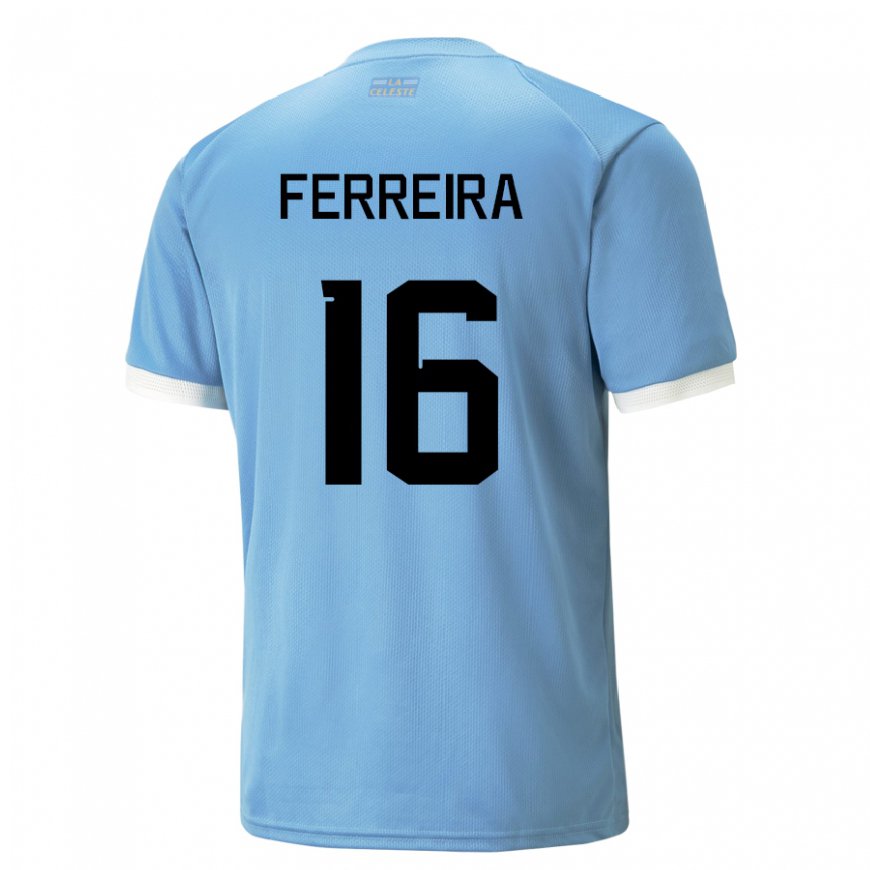 Kandiny Miesten Uruguayn Joaquin Ferreira #16 Sininen Kotipaita 22-24 Lyhythihainen Paita T-paita