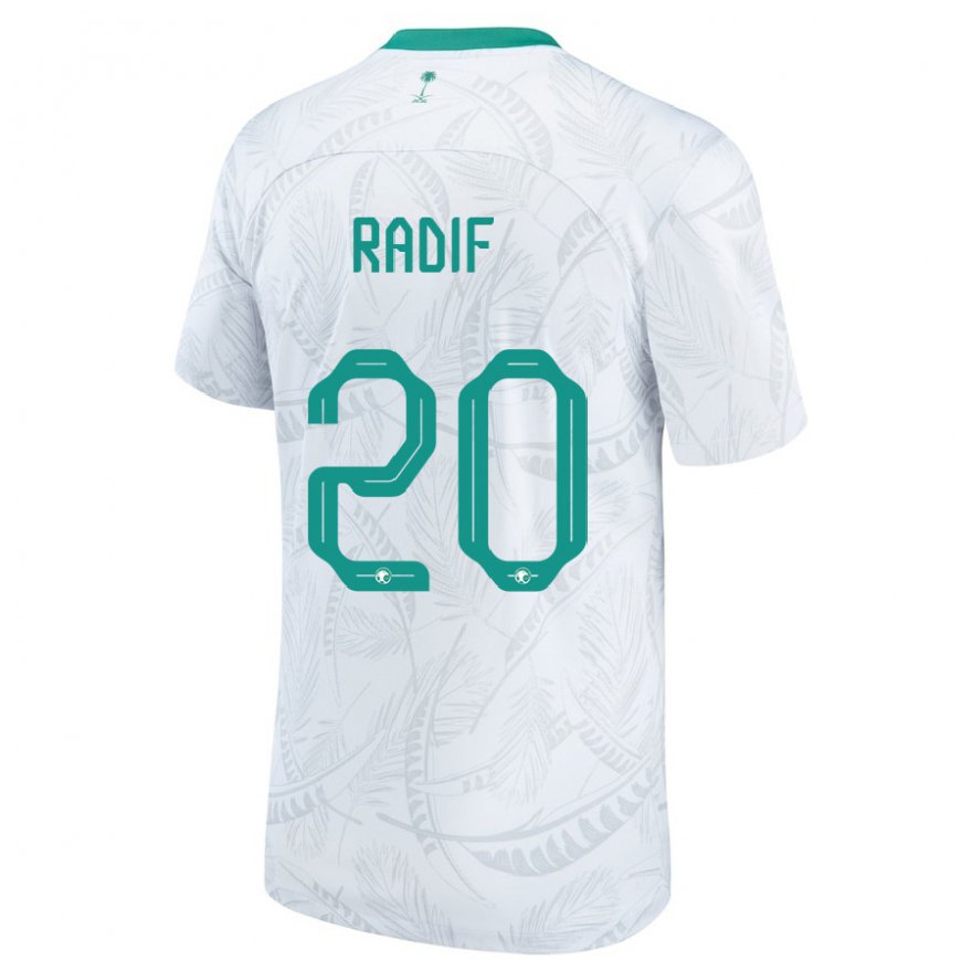 Kandiny Miesten Saudi-arabian Abdullah Radif #20 Valkoinen Kotipaita 22-24 Lyhythihainen Paita T-paita