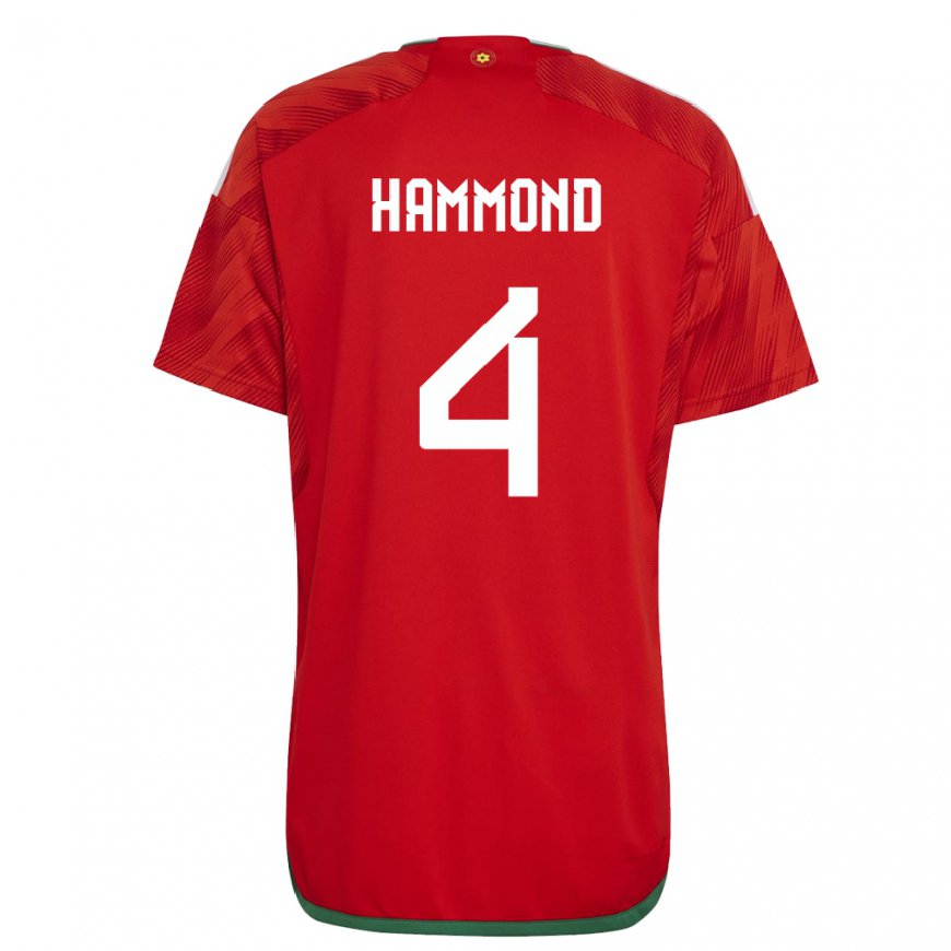 Kandiny Miesten Walesin Ben Hammond #4 Punainen Kotipaita 22-24 Lyhythihainen Paita T-paita