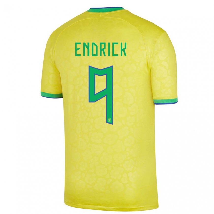 Kandiny Miesten Brasilian Endrick #9 Keltainen Kotipaita 22-24 Lyhythihainen Paita T-paita
