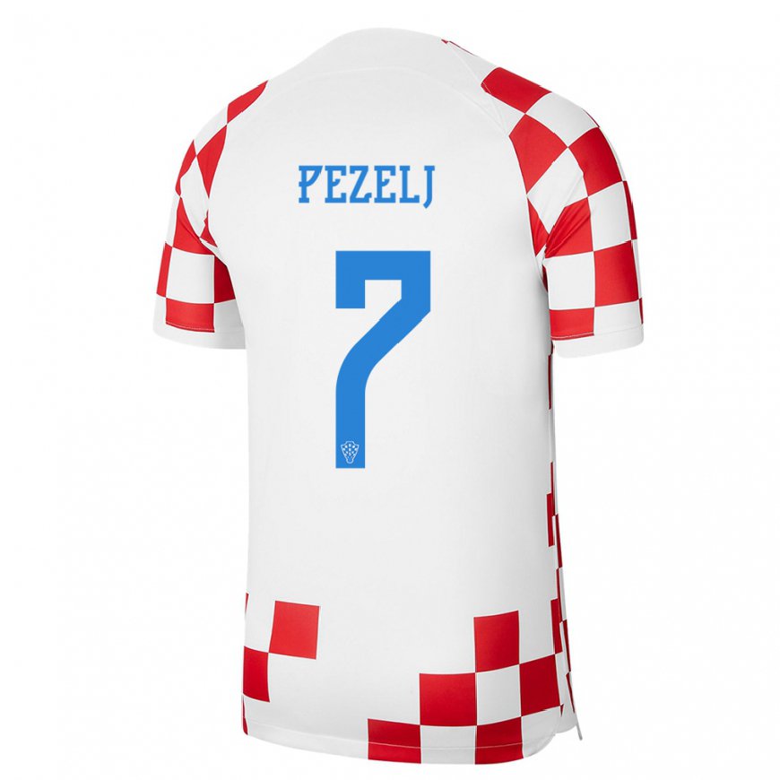 Kandiny Miesten Kroatian Petra Pezelj #7 Punainen Valkoinen Kotipaita 22-24 Lyhythihainen Paita T-paita