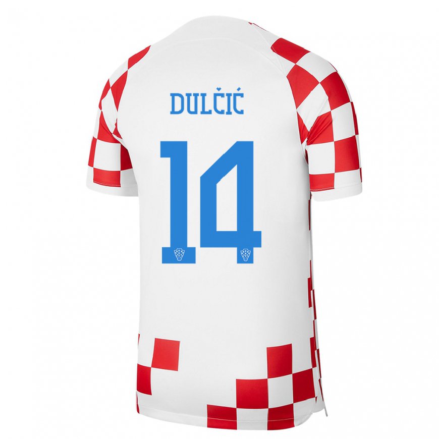 Kandiny Miesten Kroatian Antonia Dulcic #14 Punainen Valkoinen Kotipaita 22-24 Lyhythihainen Paita T-paita