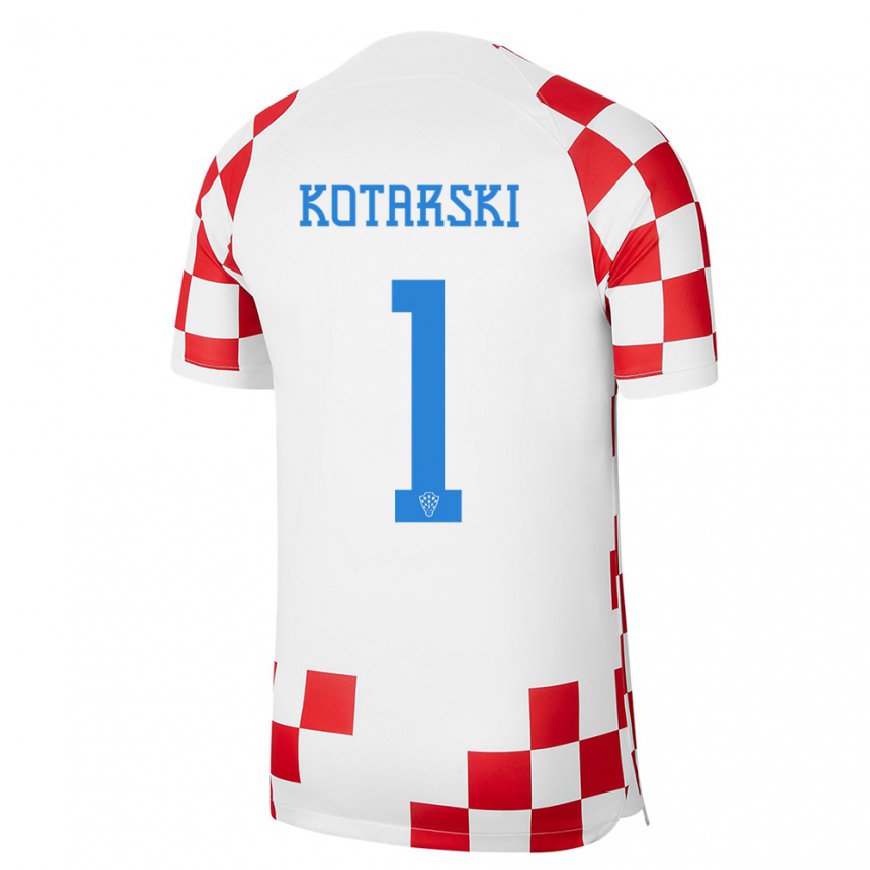 Kandiny Miesten Kroatian Dominik Kotarski #1 Punainen Valkoinen Kotipaita 22-24 Lyhythihainen Paita T-paita
