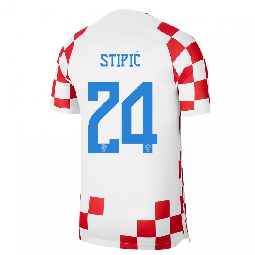 Kandiny Miesten Kroatian Mihael Stipic #24 Punainen Valkoinen Kotipaita 22-24 Lyhythihainen Paita T-paita