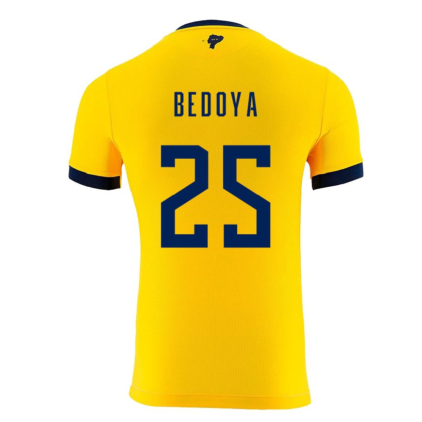 Kandiny Miesten Ecuadorin Jaydah Bedoya #25 Keltainen Kotipaita 22-24 Lyhythihainen Paita T-paita