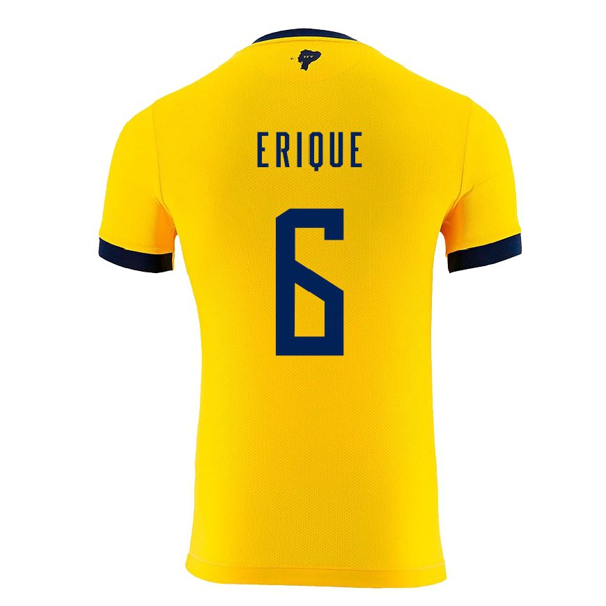 Kandiny Miesten Ecuadorin Yeltzin Erique #6 Keltainen Kotipaita 22-24 Lyhythihainen Paita T-paita