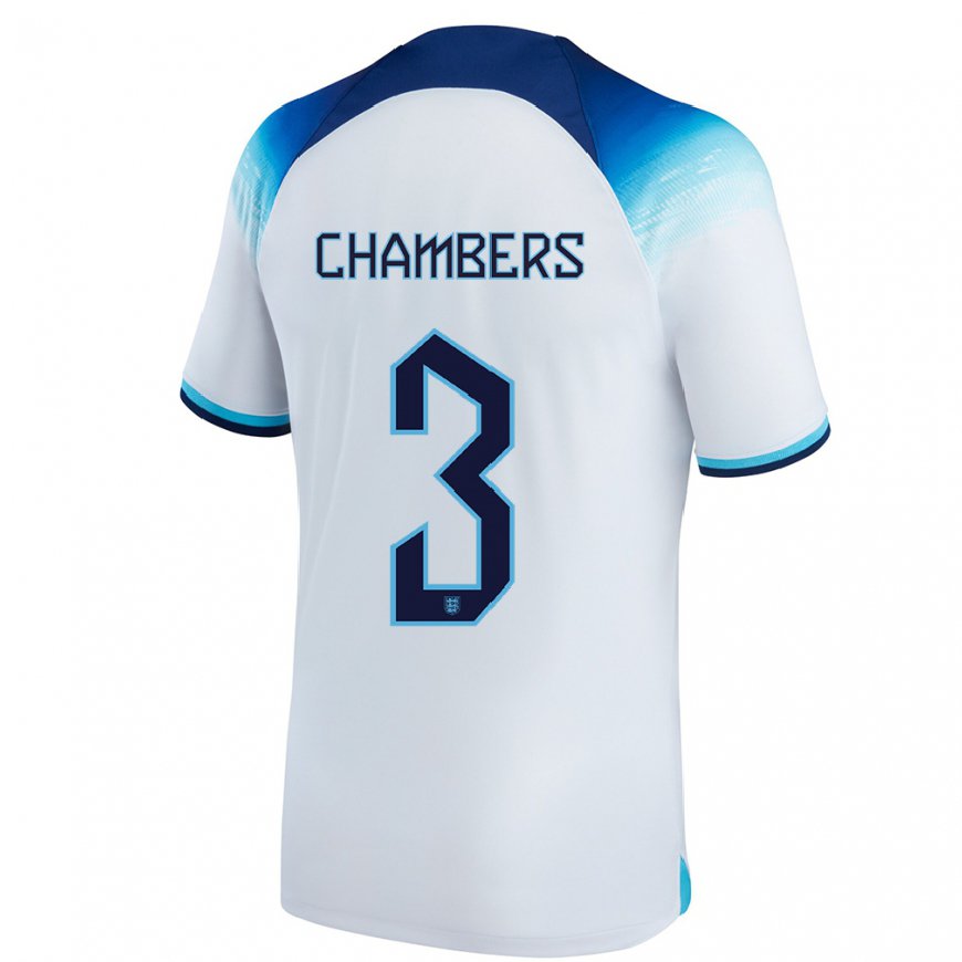 Kandiny Miesten Englannin Luke Chambers #3 Valkoinen Sininen Kotipaita 22-24 Lyhythihainen Paita T-paita