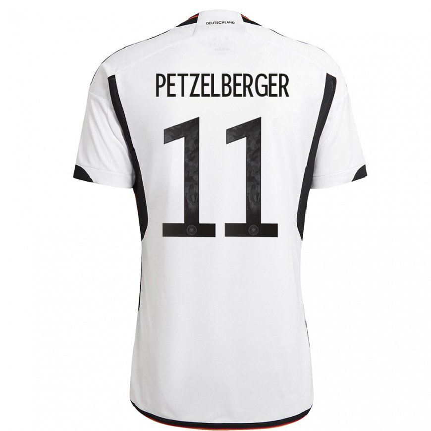 Kandiny Miesten Saksan Ramona Petzelberger #11 Valkoinen Musta Kotipaita 22-24 Lyhythihainen Paita T-paita
