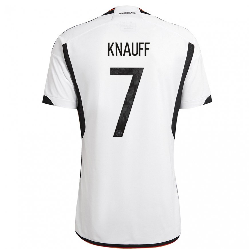 Kandiny Miesten Saksan Ansgar Knauff #7 Valkoinen Musta Kotipaita 22-24 Lyhythihainen Paita T-paita
