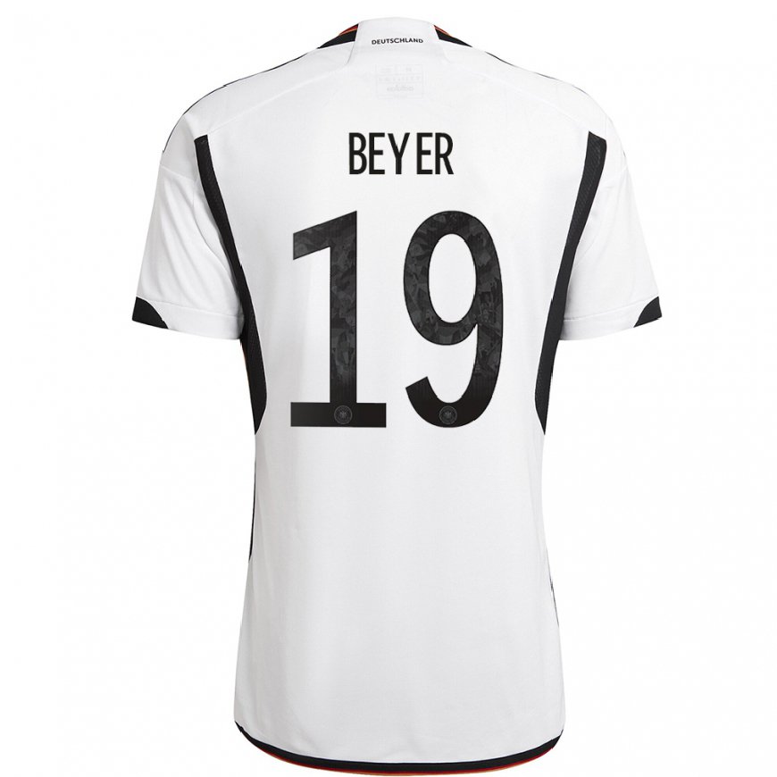 Kandiny Miesten Saksan Jordan Beyer #19 Valkoinen Musta Kotipaita 22-24 Lyhythihainen Paita T-paita