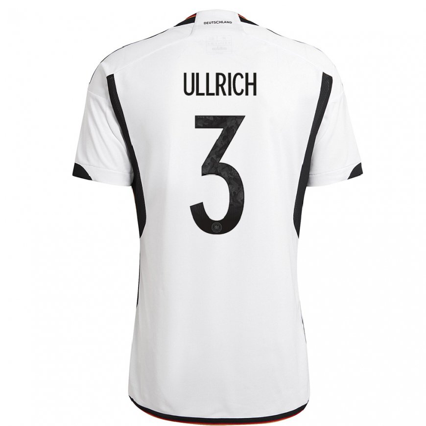 Kandiny Miesten Saksan Lukas Ullrich #3 Valkoinen Musta Kotipaita 22-24 Lyhythihainen Paita T-paita