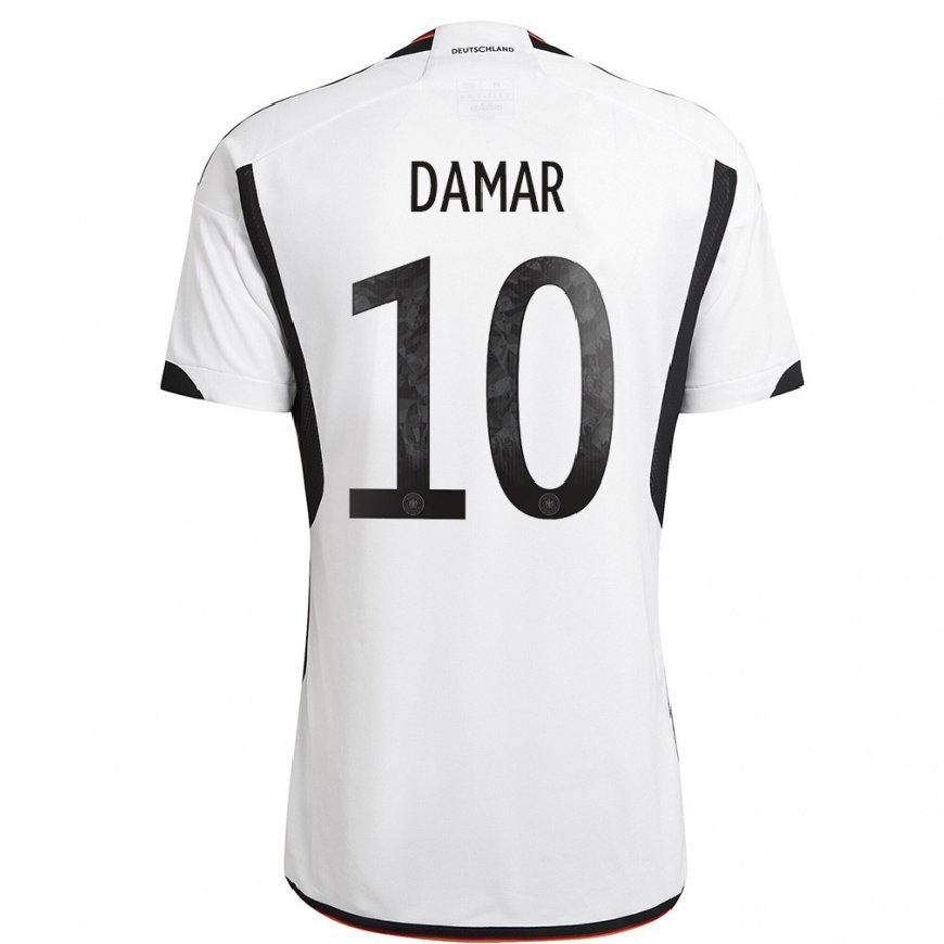 Kandiny Miesten Saksan Muhammed Damar #10 Valkoinen Musta Kotipaita 22-24 Lyhythihainen Paita T-paita