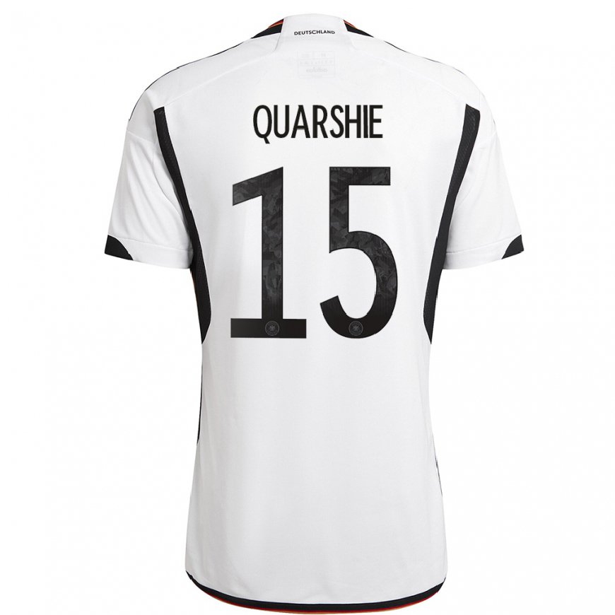 Kandiny Miesten Saksan Joshua Quarshie #15 Valkoinen Musta Kotipaita 22-24 Lyhythihainen Paita T-paita