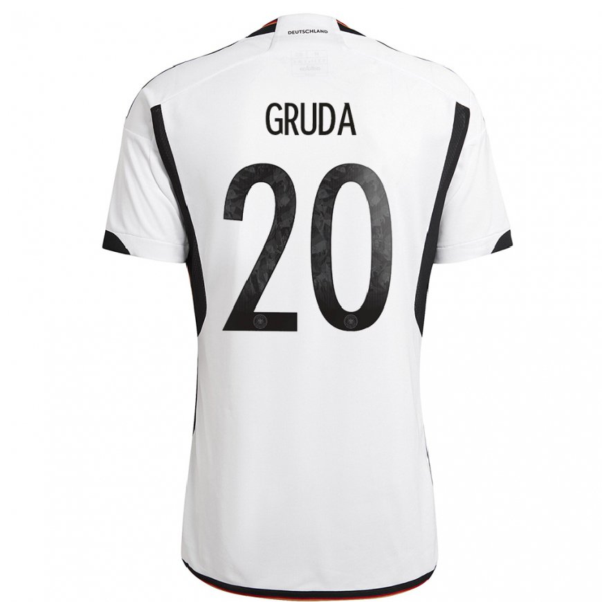 Kandiny Miesten Saksan Brajan Gruda #20 Valkoinen Musta Kotipaita 22-24 Lyhythihainen Paita T-paita