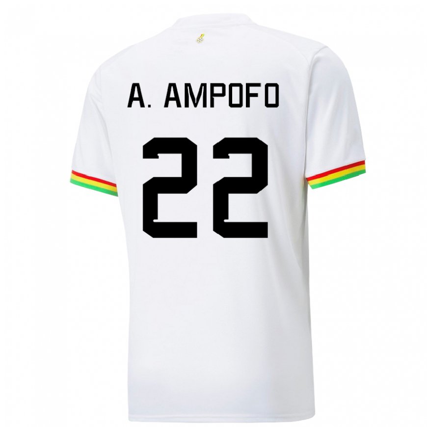 Kandiny Miesten Ghanan Eugene Amankwah Ampofo #22 Valkoinen Kotipaita 22-24 Lyhythihainen Paita T-paita