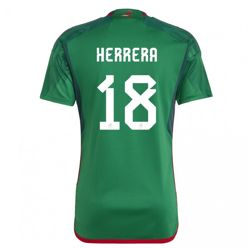 Kandiny Miesten Meksikon Ozziel Herrera #18 Vihreä Kotipaita 22-24 Lyhythihainen Paita T-paita