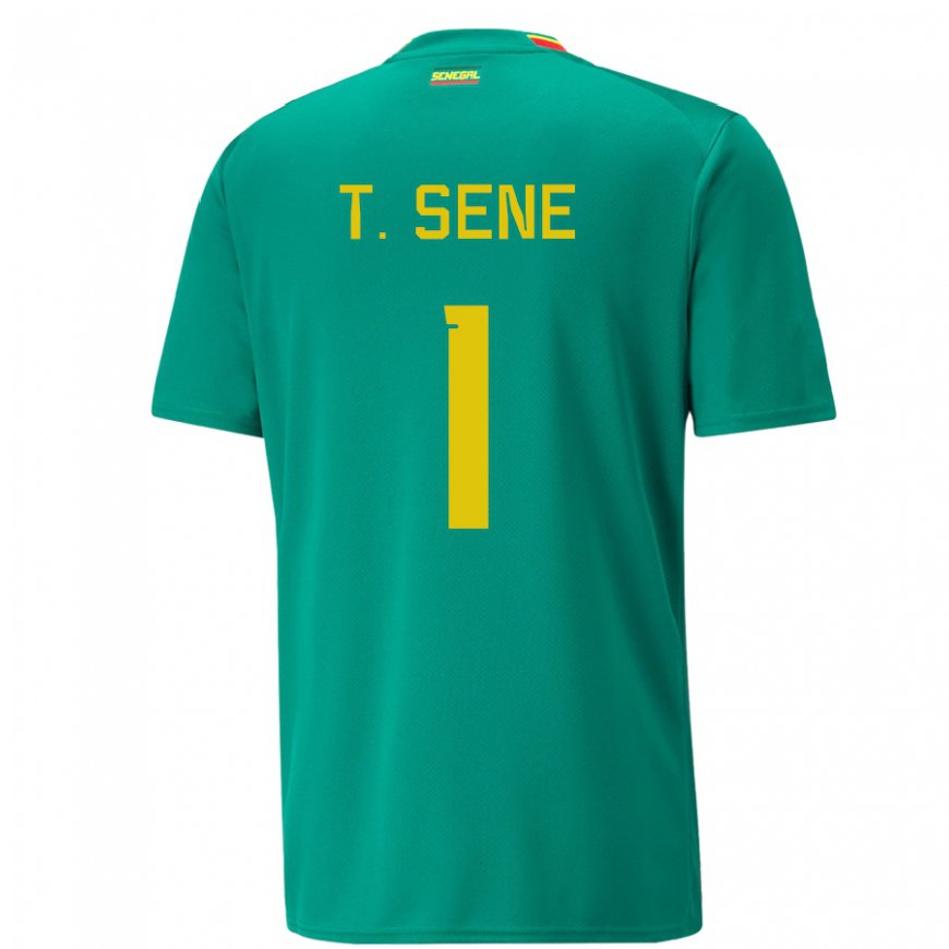 Kandiny Miesten Senegalin Thiaba Gueye Sene #1 Vihreä Vieraspaita 22-24 Lyhythihainen Paita T-paita
