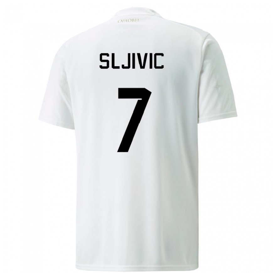 Kandiny Miesten Serbian Jovan Sljivic #7 Valkoinen Vieraspaita 22-24 Lyhythihainen Paita T-paita