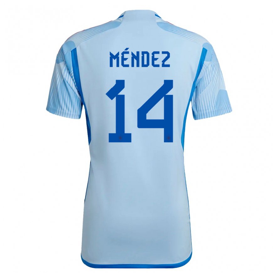 Kandiny Miesten Espanjan Maria Mendez #14 Sky Sininen Vieraspaita 22-24 Lyhythihainen Paita T-paita